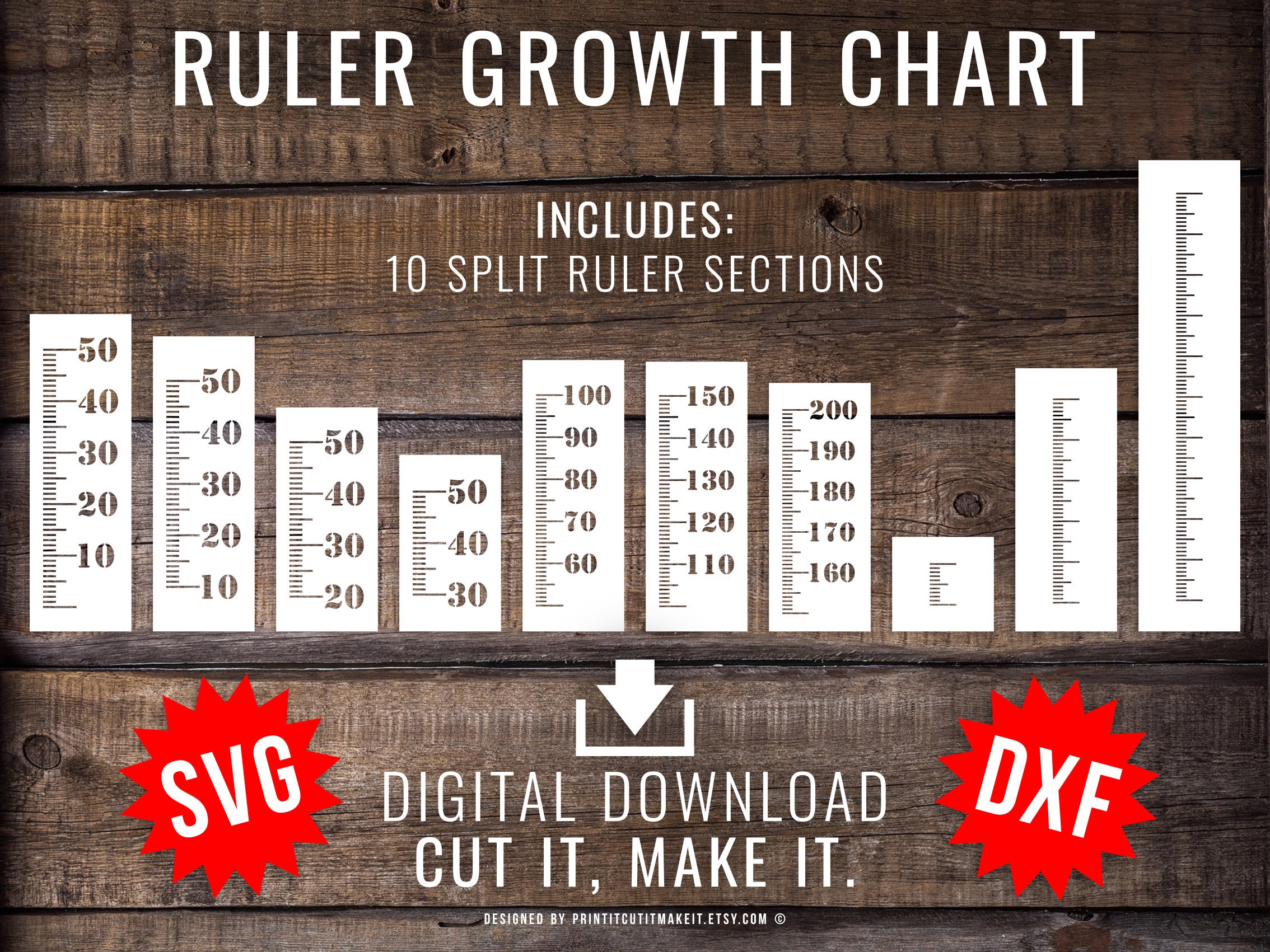 Ruler Growth Height Chart SVG DXF Files, Centimetres Metric Digital ...