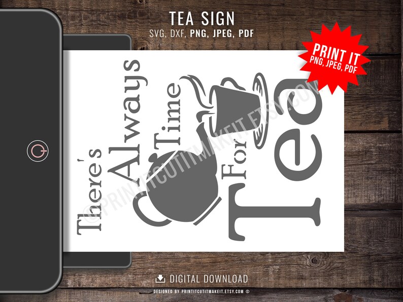Time For Tea Sign Time for Tea Sign SVG DXF: Kitchen Cafe Clipart (digital Download) - Etsy
