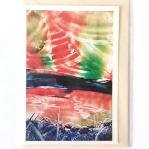 Northern Lights: Encaustic Wax Painting Print Greetings Card