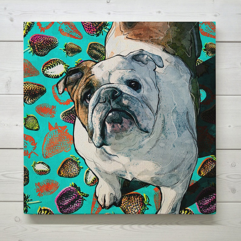 Custom Pet Portrait Pop Art Dog Portrait on Canvas Dog Lover Etsy