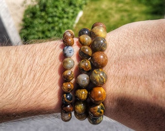 8mm Yellow Pietersite high graded bracelet, Beaded Pietersite jewelry, Perfect gift bracelet, Bracelet for him and her