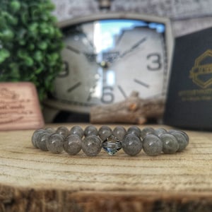 Swarovski Black Diamond bracelet, Labradorite bracelet, Gift for her, Swarovski jewelry, Gray Swarovski, Gift ideas