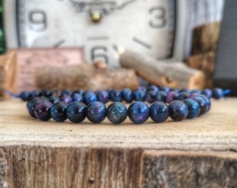 Purple Blue Tiger Eyes bracelet, 8mm High graded Tiger Eyes, Mens bracelet, Womens bracelet, Gift for him and her, Gift bracelet