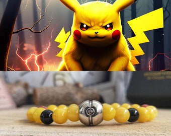 Pikachu bracelet, Pokémon bracelet, Pokémon jewelry, Pokémon gift for him and her, Pikachu jewelry, Pokémon fan