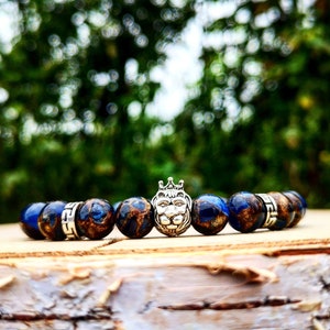 Lion bracelet for men - Lion head bracelet - Leo bracelet - Stretch bracelet men and women - Beaded lion bracelet - Bracelet gift
