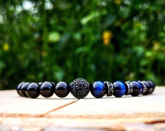 Bracelet for men, Luxury bracelet for men, Bracelet for him, Gift for him, Men's gift, Luxury bracelet, Blue bracelet, Black bracelet