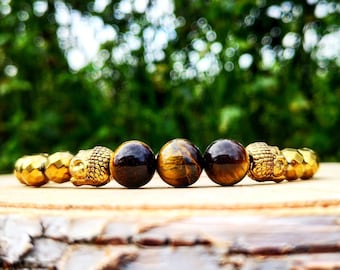 Buddha bracelet for men and women, Tiger eye bracelet, Stretch bracelet, Beaded bracelet, Gift for him and her, Holiday gift