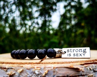 Gym bracelet, Fit bracelet, Fitness bracelet, Strong is sexy, Women bracelet, Mens bracelet, Beaded bracelet, Cross fit bracelet