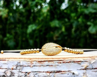 Golden shell luxury shamballa bracelet for her, Beaded shamballa, Gift bracelet, Gift shamballa