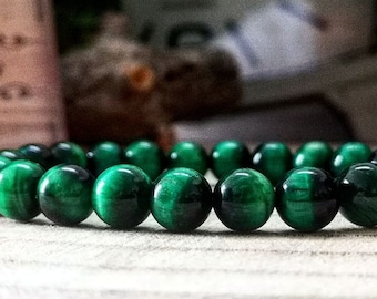 Motivation bracelet for her and him, Green tiger's eye bracelet, Stamina bracelet, Strength jewelry, Stamina jewelry