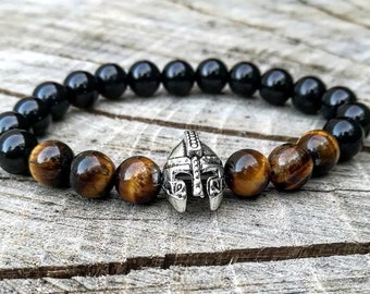 Gladiator helmet beaded bracelet, Viking bracelet, Spartan bracelet, Bracelet for men and women, Birthday gift, Bracelet for him and her