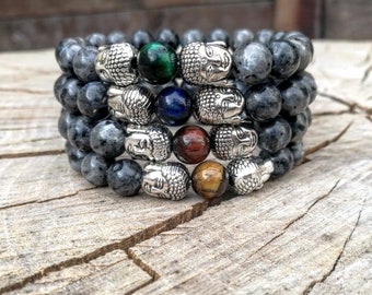 Buddha bracelet, Yoga bracelet, Healer & Spiritual bracelets, Beaded Bracelets, Mens bracelets, Women bracelets, Grey bracelet