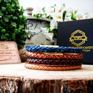 Mens leather bracelet, Gift for men, Braided bracelet for him, Gift bracelet for him, Leather bracelet for him