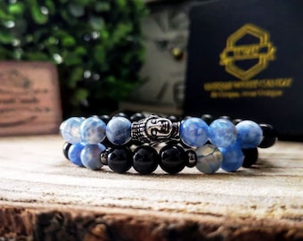 Buddha bracelet gift set, Set for men and women, Mens stone bracelet, Gift for him and her, Black Friday, New year, Christmas