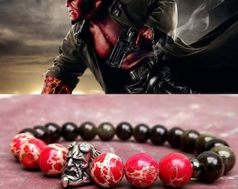 Hellboy, Men's bracelet, DC Comics bracelet, Hero bracelet, Gift for him and her, Women hellboy beaded bracelet, Gift bracelet