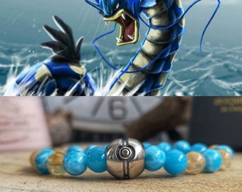 Pokémon, Gyarados Pokémon bracelet, Pokémon jewelry, Pokémon gift bracelet, Pokémon beaded bracelet, Gift for him and her
