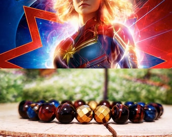 Captain Marvel bracelet, Marvel bracelet, Marvel comics, Marvel gift, Marvel beaded bracelet, Marvel jewelry