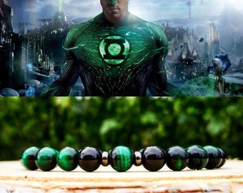 Green lantern bracelet, DC Comics bracelet, Bracelet for men, Gift for him, Birthday, DC comics, Beaded bracelet, Stretch jewelry