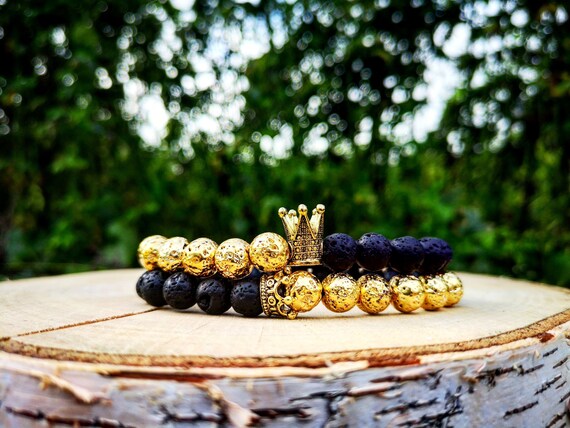 Gift for Couple, Couples Bracelet, King and Queen Bracelet, Gold