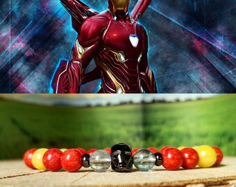 Iron Man bracelet, Marvel bracelet, Marvel comics, Marvel gift, Marvel beaded bracelet, Marvel jewelry, Avengers Endgame