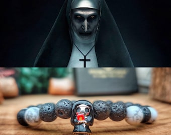 The Nun beaded bracelet, The Nun horror bracelet, Horror gift for him and her, Movie bracelet, Horror jewelery
