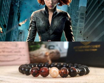 Black Widow Marvel bracelet, Marvel gift beaded bracelet, Black Widow beaded jewelry, Marvel gift ideas, Natasha Romanoff