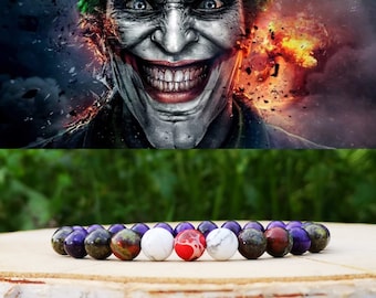 The Joker bracelet, DC Comics bracelet, Bracelet for men, Gift for him, Birthday, DC Comics, Beaded bracelet, Pruple bracelet