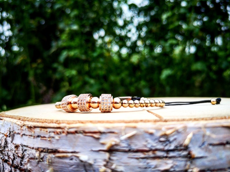 Luxury charm Gold rose Shamballa charm Luxury bracelet Braided luxury shamballa macrame bracelet Gift for him and her