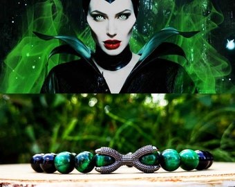 Maleficent, Maleficent bracelet, Disney villain, Disney princess, Disney gift bracelet, Green and black bracelet