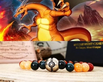 Pokémon, Pokémon Charizard bracelet, Charizard pokémon jewelry, Pokémon jewels, Pokémon gift bracelet, Beaded pokémon bracelet