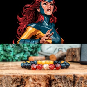 Phoenix force beaded bracelet, Jean Grey Phoenix force, X Men bracelet, Marvel jewelry, Perfect Marvel gift for him and her