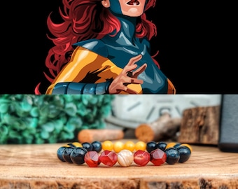 Phoenix force beaded bracelet, Jean Gray Phoenix force, X Men bracelet, Marvel jewelry, Perfect Marvel gift for him and her