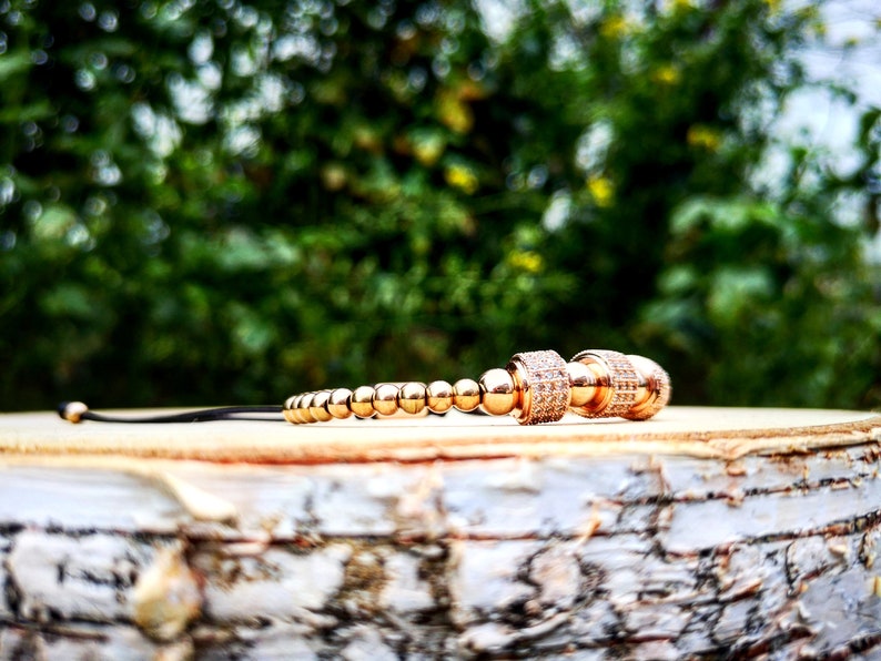 Luxury charm Gold rose Shamballa charm Luxury bracelet Braided luxury shamballa macrame bracelet Gift for him and her