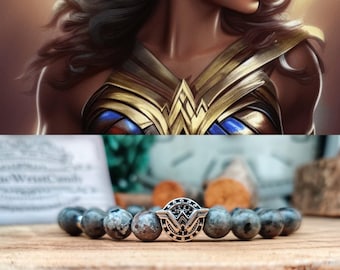 DC comics Wonder Woman bracelet, DC Comics beaded bracelet, Wonder Woman bracelet, Wonder Woman gift jewelry, Gift for him, Gift for her
