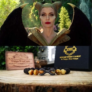 Maleficent 2, Maleficent 2 bracelet, Disney villain, Disney princess, Disney gift bracelet, Tiger eye bracelet, Angelina Jolie bracelet