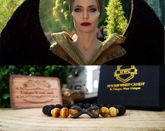 Maleficent 2, Maleficent 2 bracelet, Disney villain, Disney princess, Disney gift bracelet, Tiger eye bracelet, Angelina Jolie bracelet