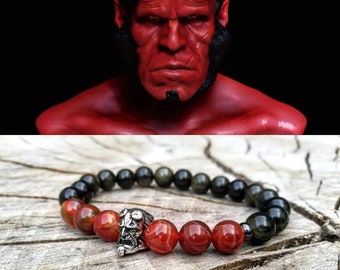 Men's hellboy beaded bracelet, DC Comics bracelet, Hero bracelet, Gift for him and her, Women hellboy beaded bracelet, Gift bracelet