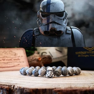 Stormtrooper bracelet, Star Wars beaded bracelet, Bracelet for men and women, White stormtrooper, Star Wars gift, Gift for him