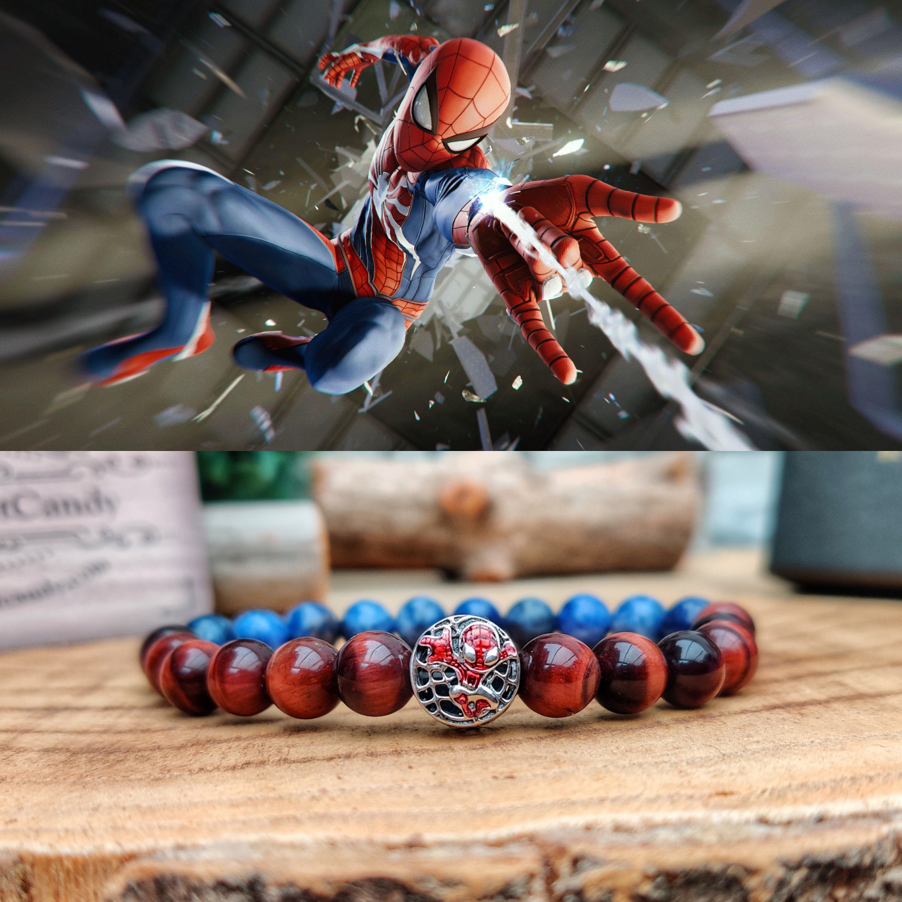 Spiderman beaded bracelet