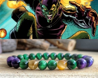 Green Goblin bracelet, Spiderman, Marvel bracelet, Marvel jewelry, Marvel gift for him and her, Spiderman Green Goblin, Comic fan