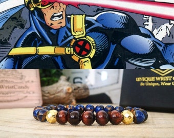 Cyclops Marvel bracelet for men and women, Marvel comics gift beaded bracelet, Perfect gift jewelry for men and women