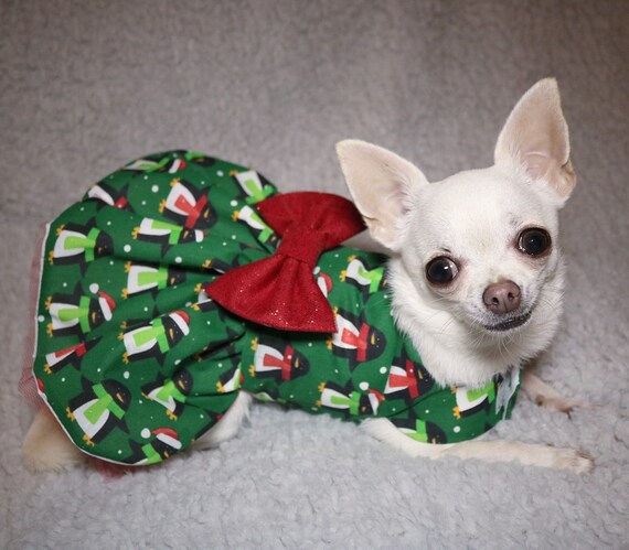 chihuahua christmas dress Pretty Little Paws - Handmade Christmas Penguin Winter Chihuahua Dog Dress