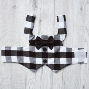 Pretty Little Paws - Handmade Black Gingham Dog Clothing Chihuahua Waistcoat