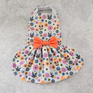 Handmade Halloween Pet Clothes, Dog Dress, Chihuahua Dress, Dog Clothing, Pet Fancy Dress, Day Of The Dead - Pretty Little Paws