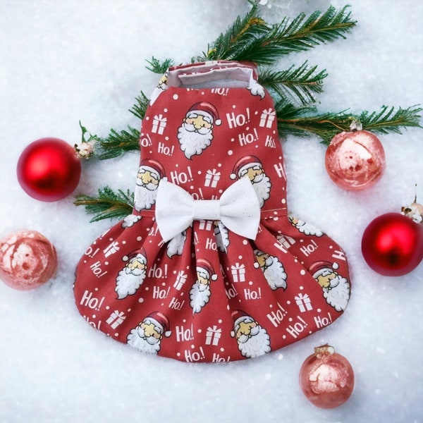 Pretty Little Paws - Handmade Red Santa Christmas Clothing Chihuahua Dachshund Dog Dress