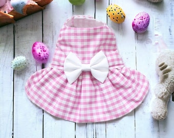 Pretty Little Paws - Handmade Pink Gingham Dog Clothes Chihuahua Dress Clothing Clothes Fancy Gift Animal Lover Barbie Cat Easter