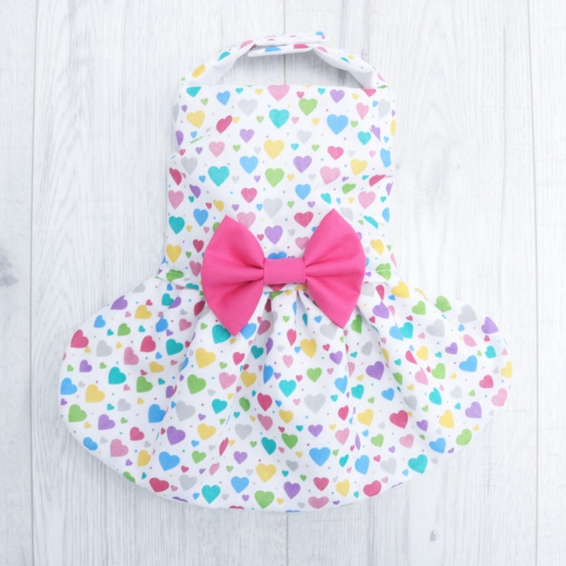 LGBT Inspired Multi-Coloured Love Hearts Dog Dress Pretty Little Paws