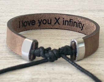 Mens Personalized Bracelet,Men/'s leather bracelet,Aluminium Plate.Brown leather and Hidden Message Bracelet.Valentine giftschristmas gifts