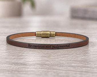 Personalized Slim Men's Bracelet, Engraved with Own Text, Handcrafted Custom Jewelry, Gift for Him and Her