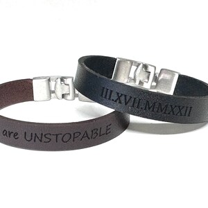 Hidden Message Bracelet Hidden Message Jewelry for Men Secret Message Leather Bracelet for Boyfriend Husband Friend Hidden Engraved Bracelet image 5